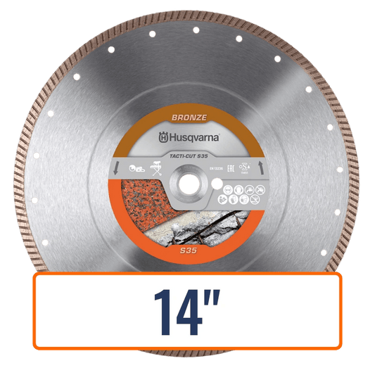 Diamond blade for granite, Husqvarna TACTI-CUT™️, 14 inches in size, designed for cutting through hard concrete and granite.