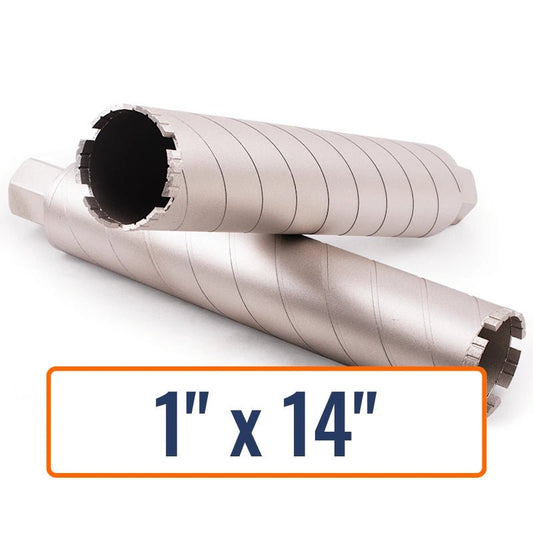 Diamond Vantage 1" x 14" Wet Turbo Core Drill Bit for Concrete, 1-1/4"-7 Hub Size