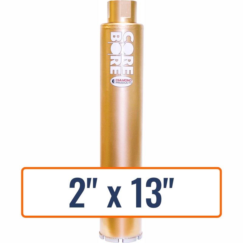 Diamond Products 2" x 13" Standard Gold Segmented Wet Core Drill Bit with 1-1/4"-7 Hub Size