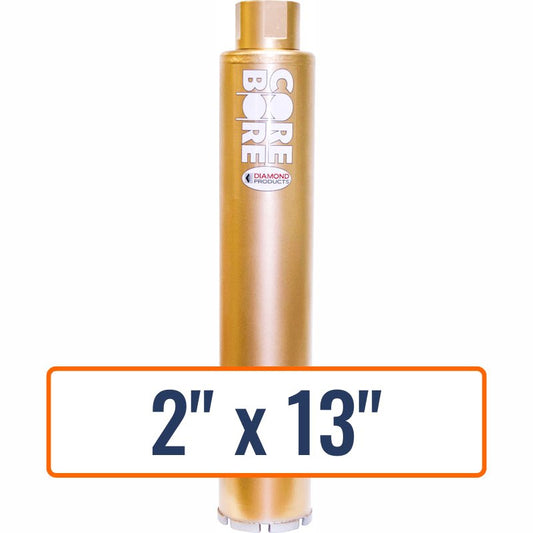Diamond Products 2" x 13" Standard Gold Segmented Wet Core Drill Bit with 1-1/4"-7 Hub Size