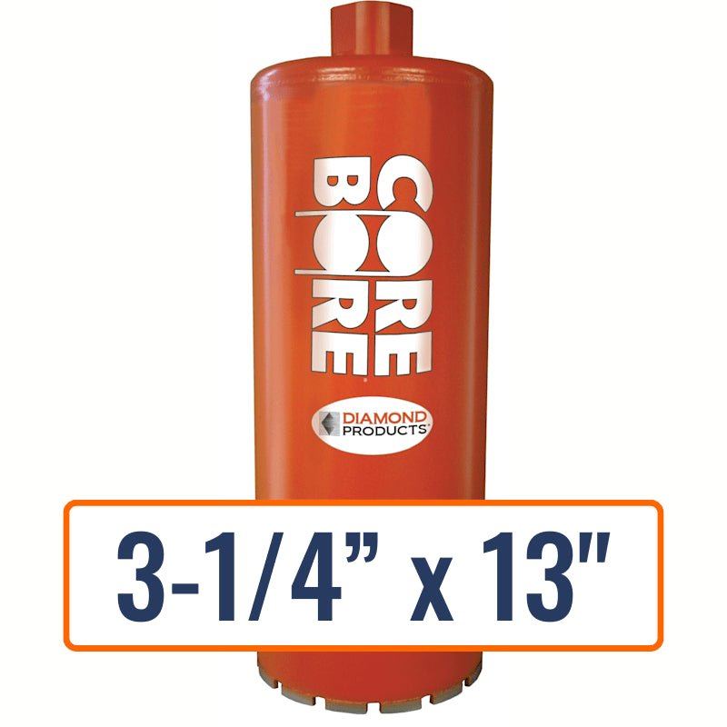 Diamond Products 3-1/4" x 13" Wet Segmented Core Drill Bit for Granite - General Purpose - 1-1/4"-7 Hub Size