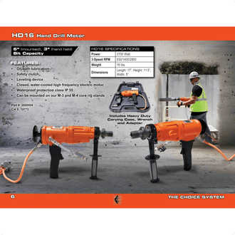 Core Bore Drill 3"-6" - 16AMP|1PH - Hand-Held