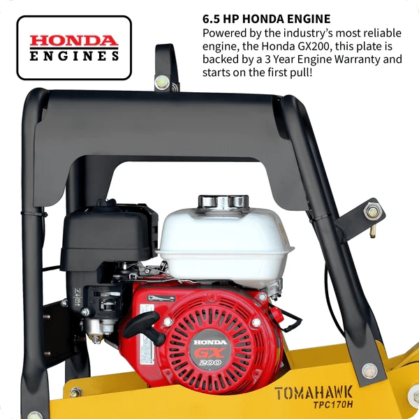 Honda-powered plate compactor for soil and asphalt compaction