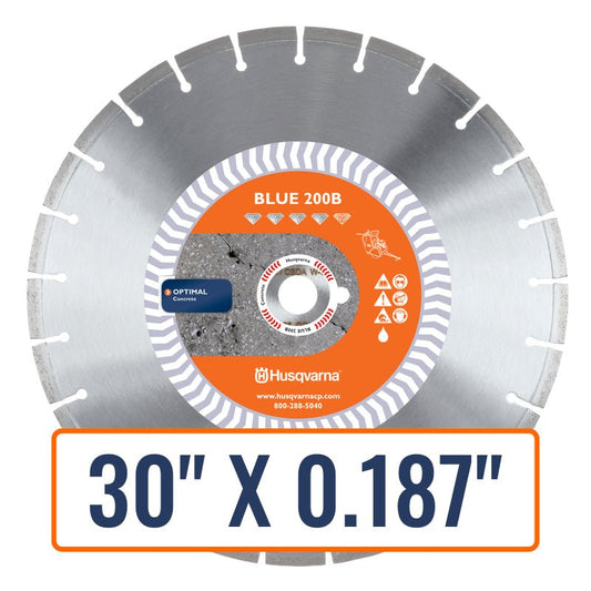 Husqvarna saw blades - The robust Blue 200B diamond blade, ideal for medium-hard aggregate and light steel cutting.