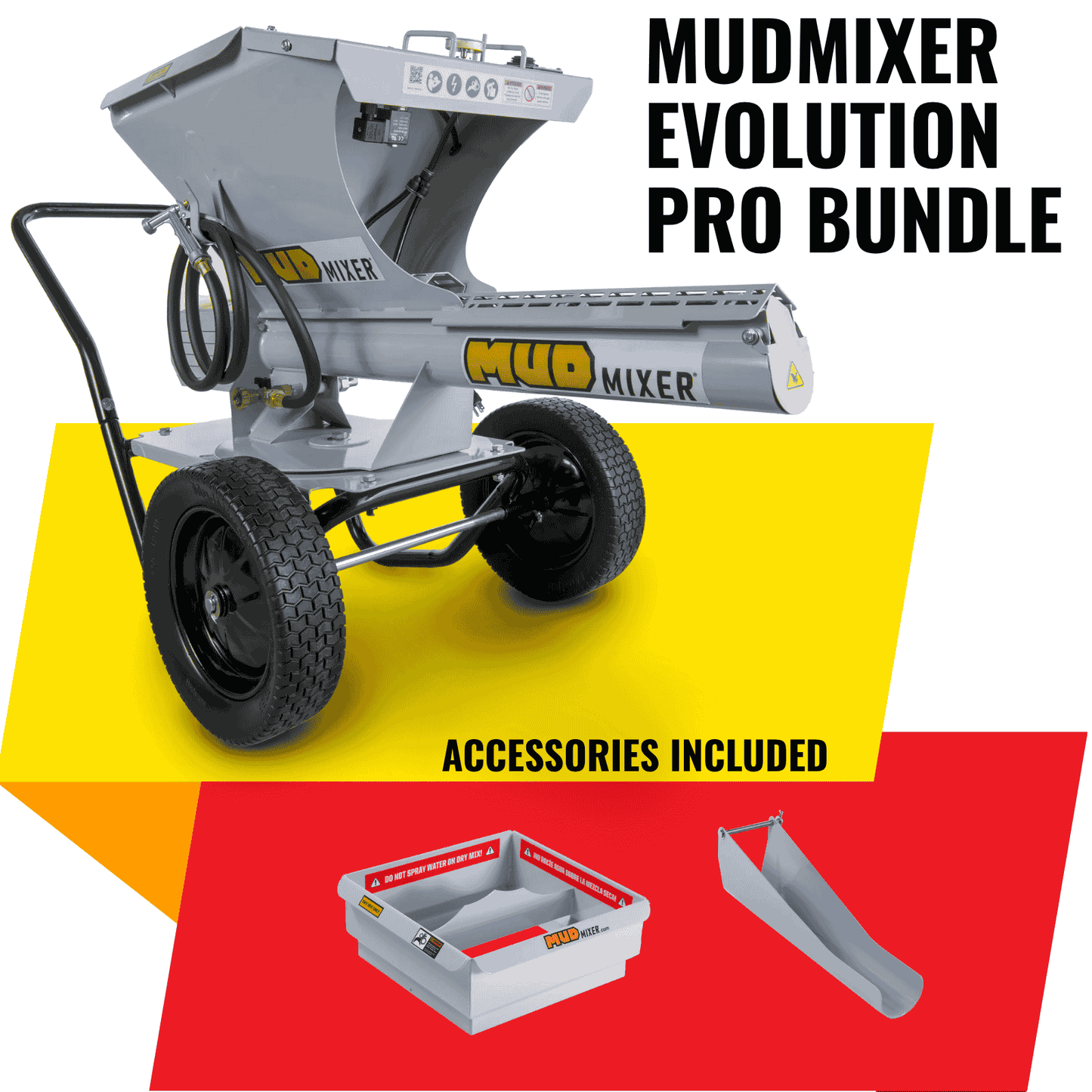 Save $870! MudMixer Evolution PRO Bundle – Hopper & Chute Included!