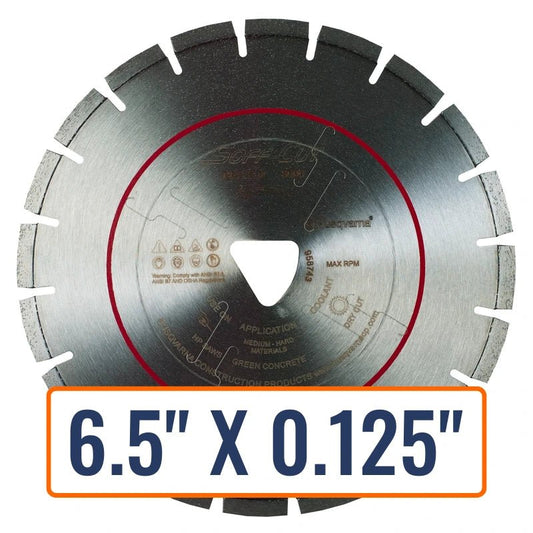 Soft cut concrete saw blades from Husqvarna Excel 3000 Series Red, featuring a unique triangular arbor design for optimal performance.