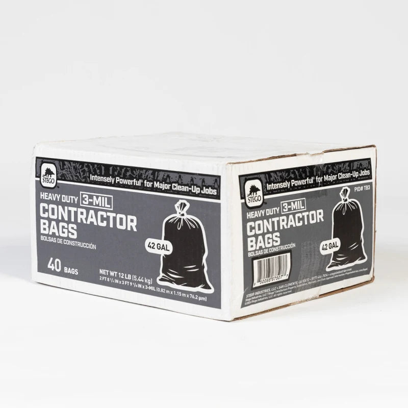 Stego Contractor Bags 2 Rolls X 20 Trash Intensely Powerful™ - Box Front Side View
