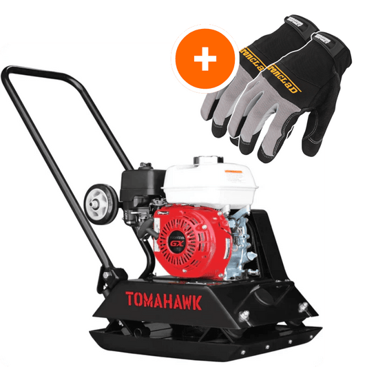Tomahawk TPC80-H compactor with heavy-duty wheels attached