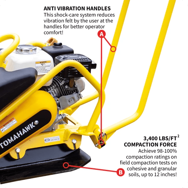 Durable compactor with 5.5 HP Honda engine for tough terrain