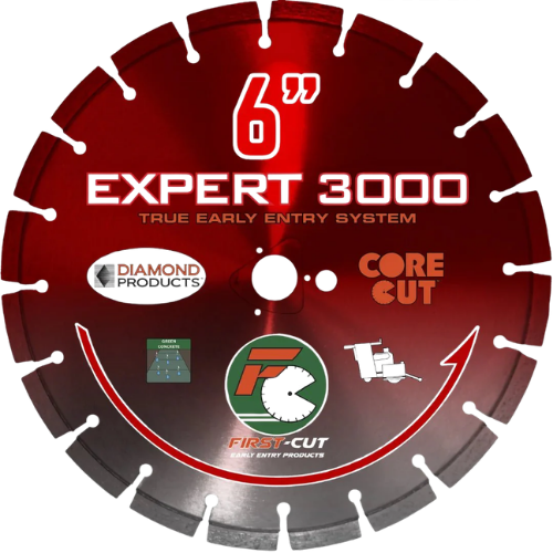 Diamond Saw Blades for Contractors – EXPERT3000 first-cut early entry diamond blade with triangle knockout for green concrete cutting