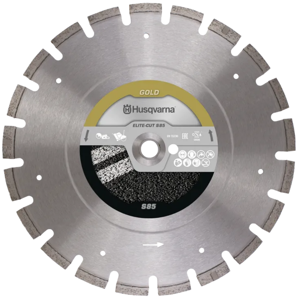 Husqvarna K4000 Blades - Husqvarna ELITE-CUT S85 for asphalt, green concrete, and highly abrasive materials.
