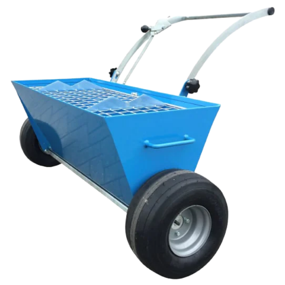 Material Spreaders for Concrete Contractors | BT TOPPING MATERIAL SPREADER | 220 LB. CAPACITY | INDEPENDENT AXLES