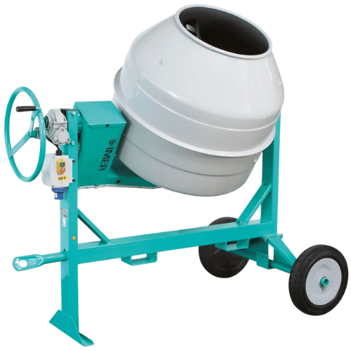 Towable Concrete Mixers – IMER Multi-Mix 350 concrete mixer with 12 cu ft capacity and 2 HP electric motor for towable jobsite mixing