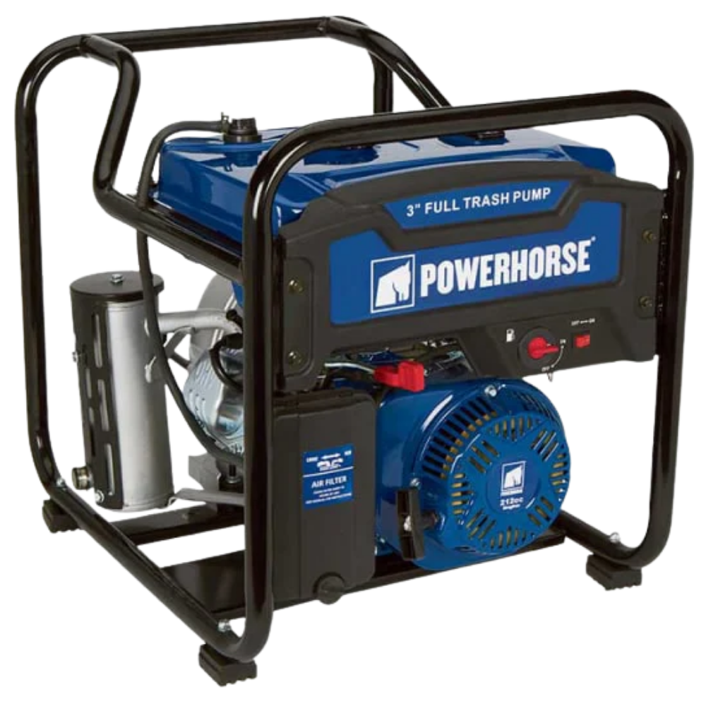 Trash Pumps for Concrete Contractors | POWERHORSE TRASH PUMP | EXTENDED RUN | 3 IN. | 197 GPM