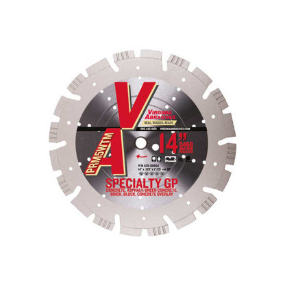Virginia Abrasives Blade 14 In Prm Specialty General Purpose 14 In X 125 In X 1 In 20Mm
