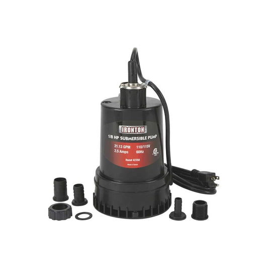 Ironton Submersible Pump 1268 Gph 1 8 Hp 1 In Port