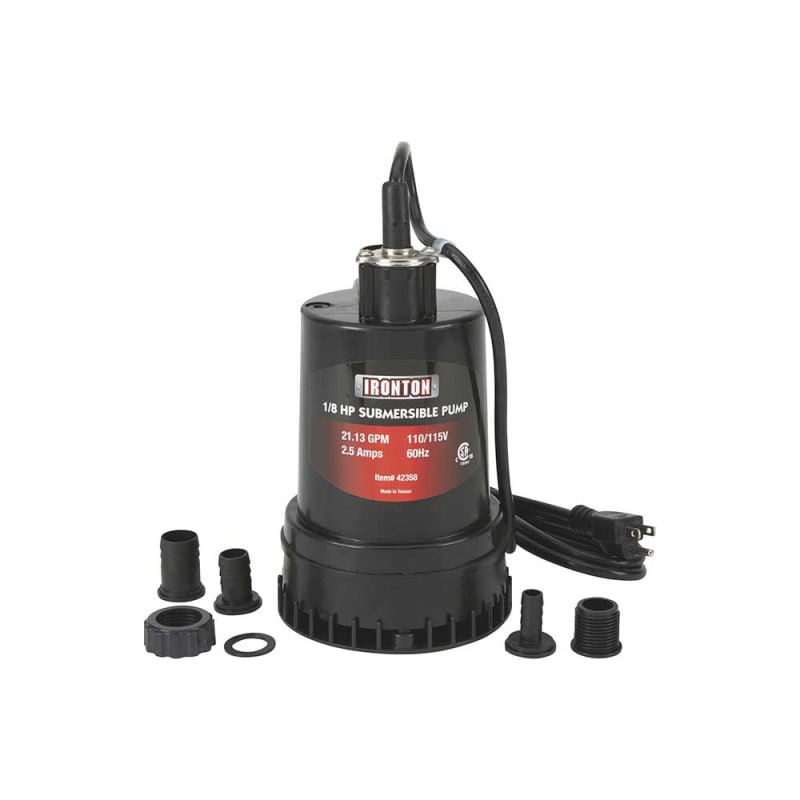 Ironton Submersible Pump 1268 Gph 1 8 Hp 1 In Port