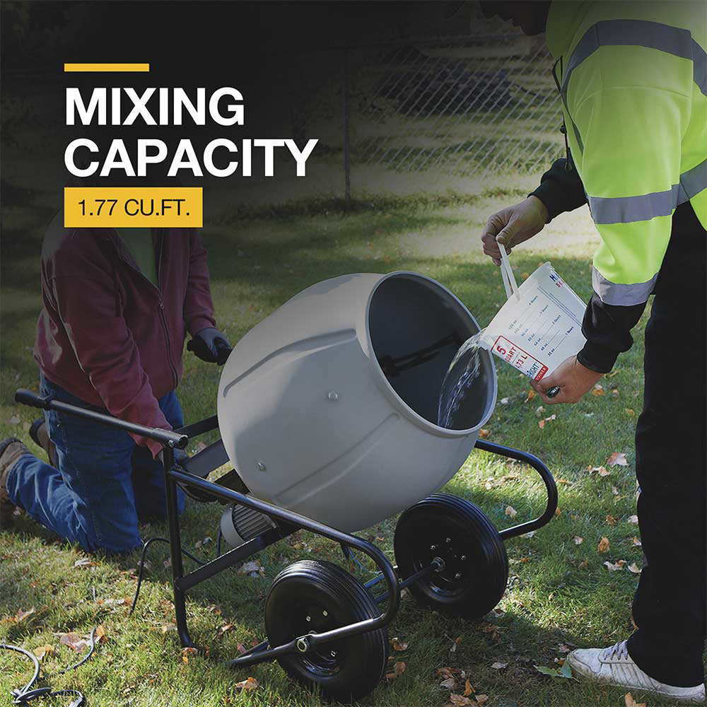Klutch Cement Mixer | Electric | Portable 3.5 Cu Ft