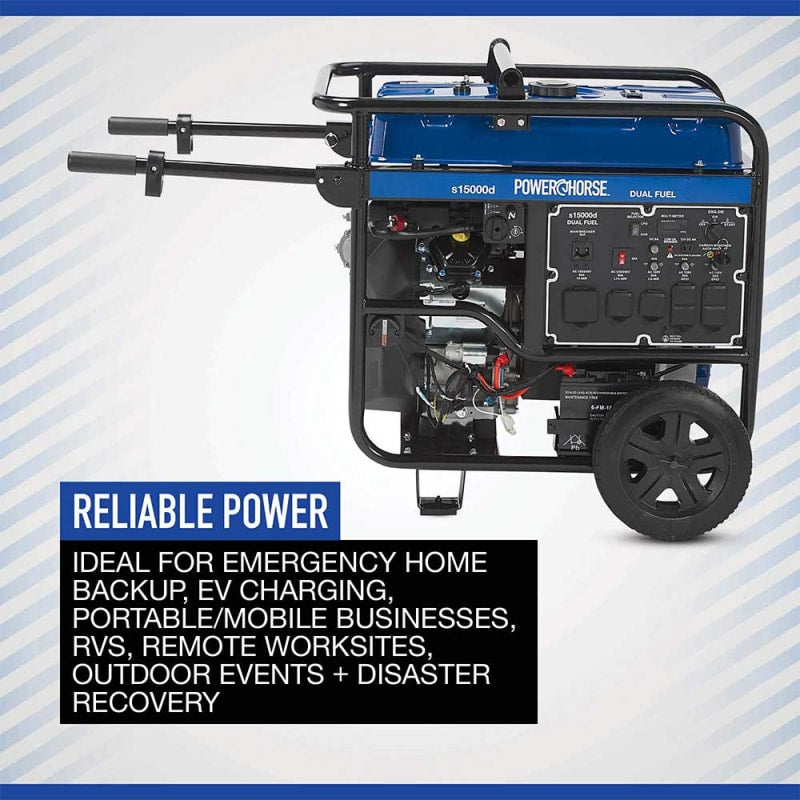 Powerhorse Generator 15000 Surge Watt Dual Fuel Electric Start
