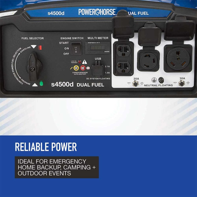 Powerhorse Generator 4500 Surge Watt Dual Fuel Recoil Start