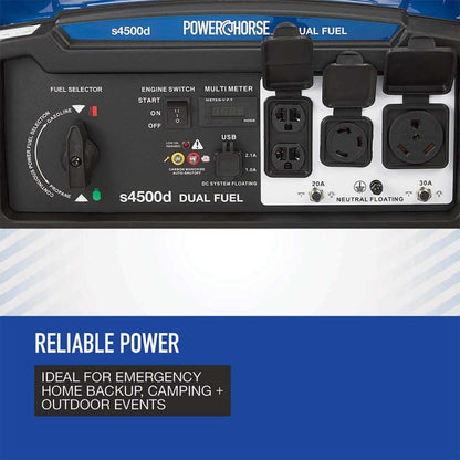 Powerhorse Generator 4500 Surge Watt Dual Fuel Recoil Start