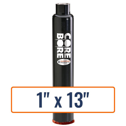 Diamond Products 1" x 13" Premium Black Precast Core Bore Bit for precast concrete, 5/8"-11 hub.