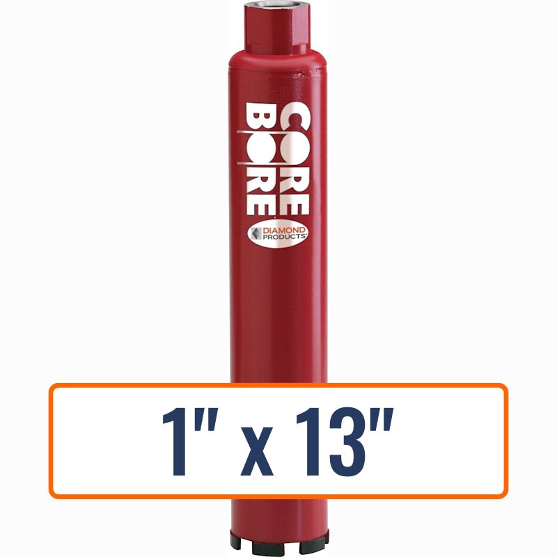 Diamond Products 1" x 13" Super Premium Red Wet Core Bore Bit with 5/8"-11 Hub Size