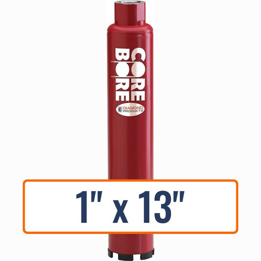 Diamond Products 1" x 13" Super Premium Red Wet Core Bore Bit with 5/8"-11 Hub Size