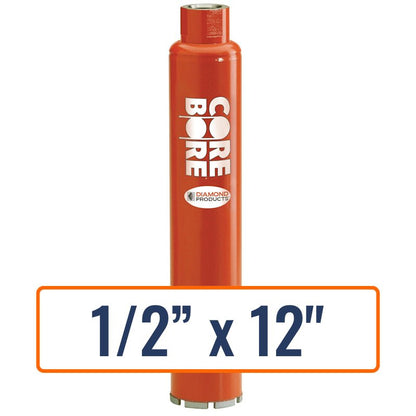 Diamond Products 1/2" x 12" Wet Segmented Core Drill Bit for Hard Agg w/ Reinforcement
