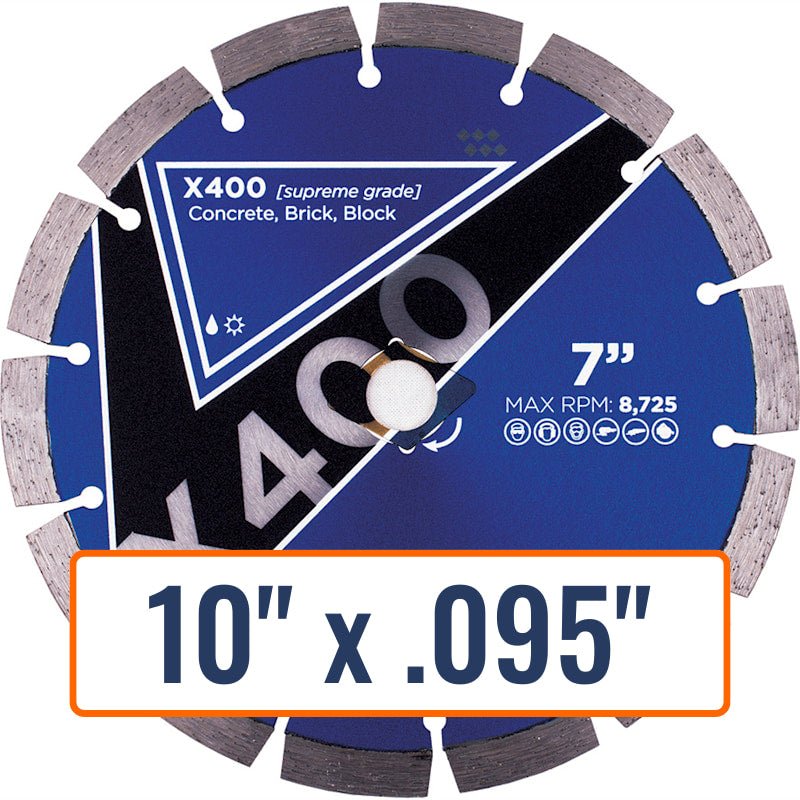 Diamond Vantage 10" x .095" General Purpose Diamond Saw Blade with 7/8" and 5/8" Arbor Sizes