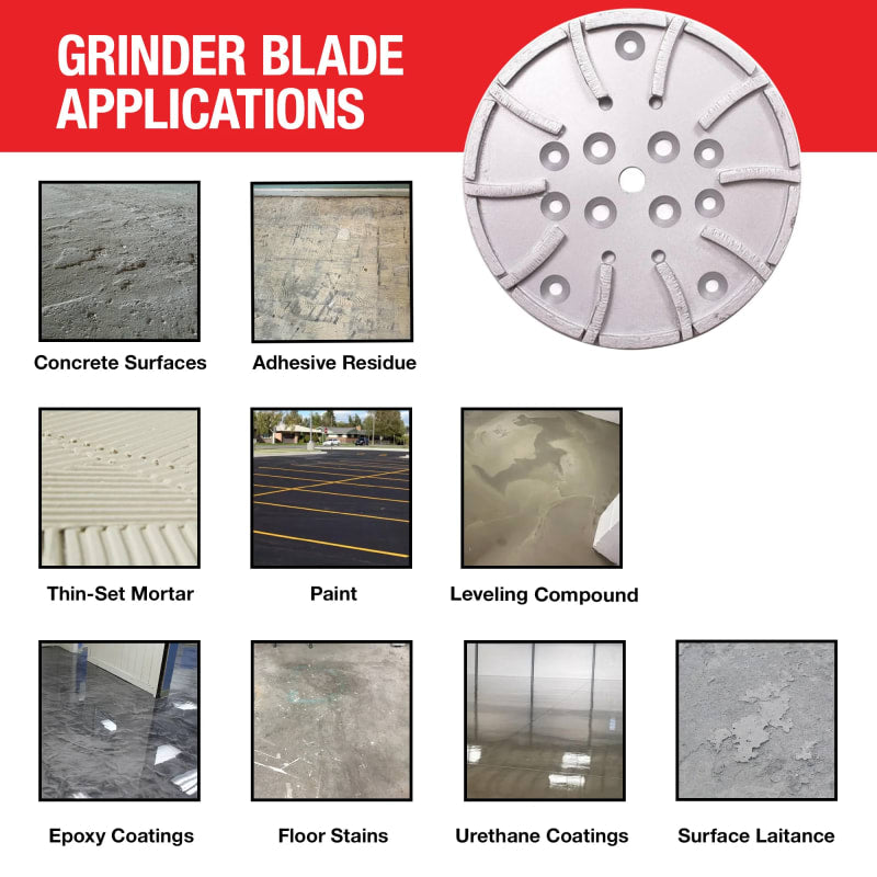 10" Grinding Wheel Diamond 10 Segments Concrete Floor Grinder Disc Blade for Leveling, Coating Removal, and Surface Prep TGW1010-8