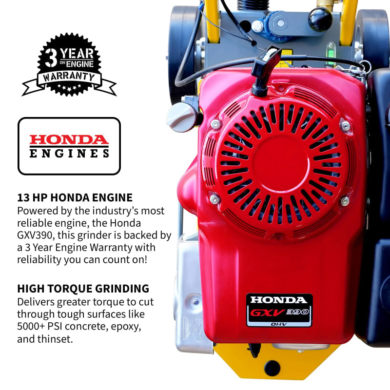 10" Honda Concrete Floor Grinder 10HP GXV390 Motor for Smoothing, Floor Prep, Coatings TGDR10H-5