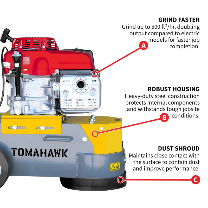 10" Honda Concrete Floor Grinder 10HP GXV390 Motor for Smoothing, Floor Prep, Coatings TGDR10H-8