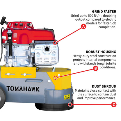 10" Honda Concrete Floor Grinder 10HP GXV390 Motor for Smoothing, Floor Prep, Coatings TGDR10H-8