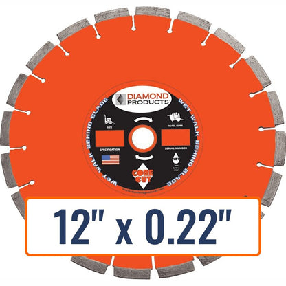 Diamond Products 12" x 0.22" Joint Widening Diamond Saw Blade with 1" Arbor Size