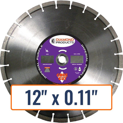 Diamond Products 12" x 0.11" Imperial Purple Segmented Dry Walk Behind Blade for General Purpose Concrete - DCI12110