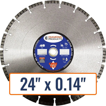 Diamond Products 24" x 0.14" Turbo Diamond Saw Blade with 1" Arbor