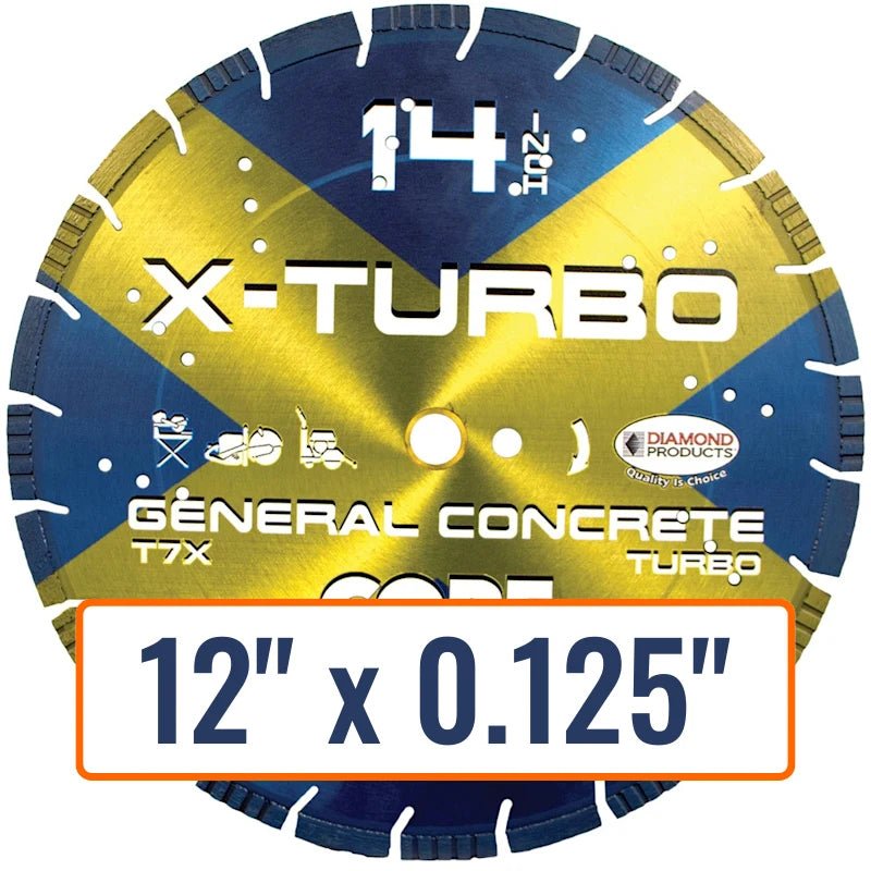 Diamond Products 12" X-Turbo Blade, 0.125" thick, 1" arbor size