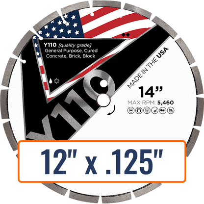 Diamond Vantage 12" x .125" Concrete Cutting Blade - Y110 General Purpose, Arbor Size 20mm