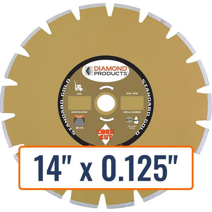 Diamond Products 14" x 0.125" Dry Walk Behind Diamond Saw Blade for Asphalt with 1" Arbor and Pin Hole