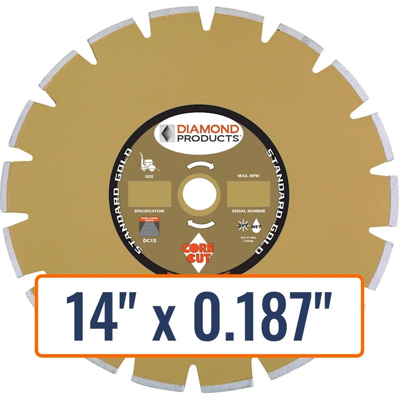 Diamond Products 14" x 0.187" Dry Walk Behind Diamond Saw Blade for Asphalt with 1" Arbor Size