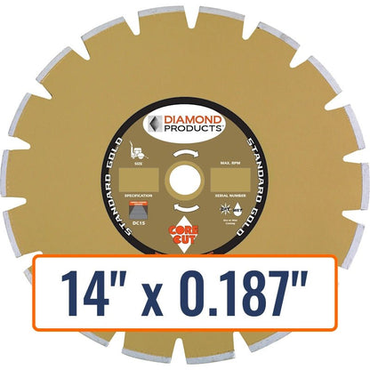 Diamond Products 14" x 0.187" Dry Walk Behind Diamond Saw Blade for Asphalt with 1" Arbor Size