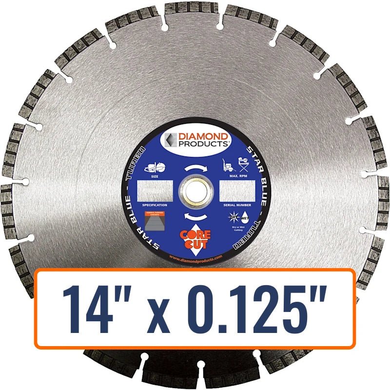 Diamond Products 14" x 0.125" Turbo Diamond Saw Blade with 1" Arbor Size