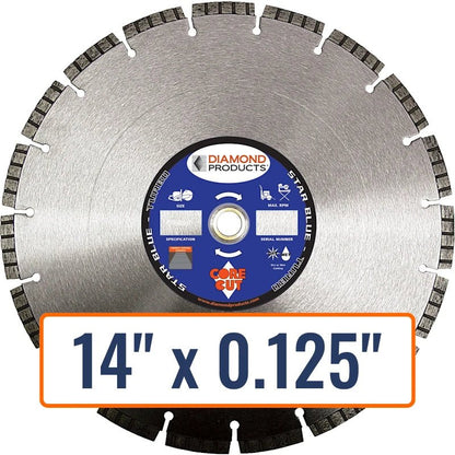 Diamond Products 14" x 0.125" Turbo Diamond Saw Blade with 1" Arbor Size