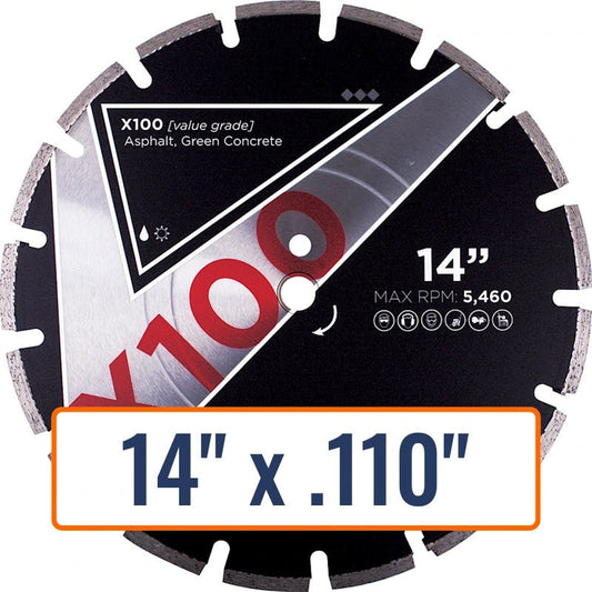 Diamond Vantage 14" x .110" Diamond Blade for Asphalt - X100 - Arbor Size 1"; 20mm