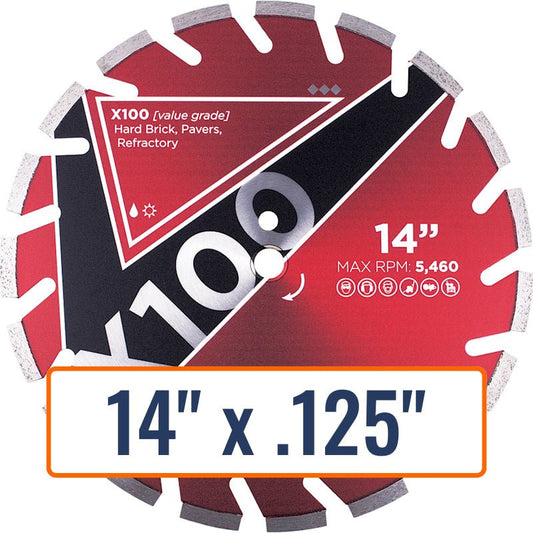 Diamond Vantage 14" x .125" Refractory Diamond Saw Blade with 1" and 20mm ArborSizes