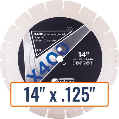 Diamond Vantage X400 14" Diamond Blade for Cutting Asphalt, 1" or 20mm Arbor Size