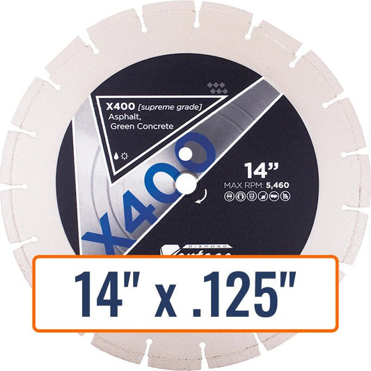 Diamond Vantage X400 14" Diamond Blade for Cutting Asphalt, 1" or 20mm Arbor Size