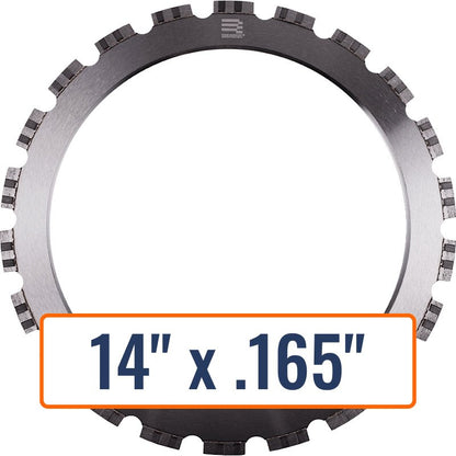 Diamond Vantage 14" x .165" Ring Saw Blade with DRIVE Arbor - 1416RZX4