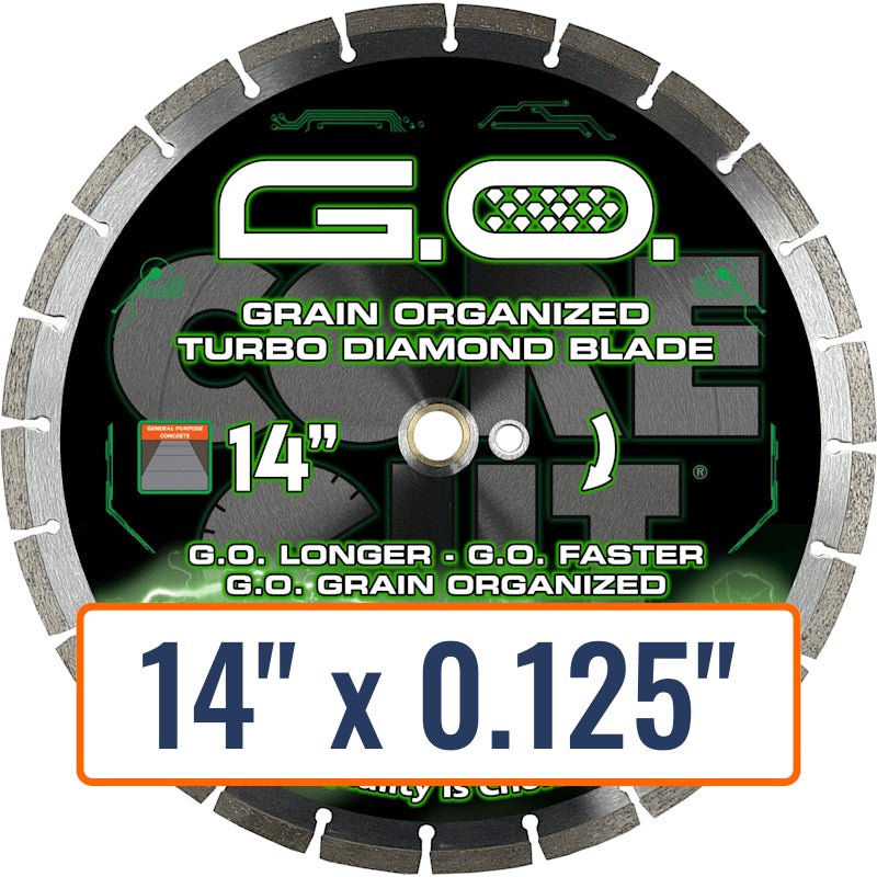 Diamond Products 14" x 0.125" High Speed Turbo Diamond Saw Blade with 1" Arbor Size and Slant Seg Protection